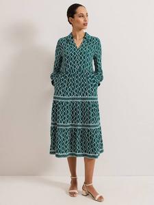 Многоуровневое миди-платье с принтом в виде цепочки от lara Phase Eight, цвет Mid Green