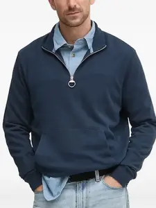 Хлопковая толстовка с застежкой-молнией на половину длины Barbour, синий