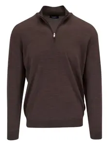 Шерстяной свитер с полумолнией Fedeli, коричневый