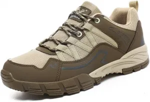 Мужские водонепроницаемые походные кроссовки с дышащей сеткой, легкие низкие кроссовки для треккинга на открытом воздухе, противоскользящие походные ботинки на все сезоны Qacksv, хаки