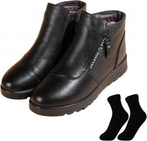 Женские зимние сапоги с теплым мехом, водонепроницаемые, противоскользящие, утепленные хлопковые кожаные ботильоны на плоской подошве с молнией DESESE, B