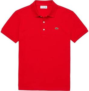 Официальная мужская поло-рубашка LACOSTE приталенного кроя, однотонная (с коротким рукавом), красный