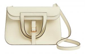 HERMES Сумка Халзан Клеменс Бычья кожа Лошадиная подкова Клатч Женская Ната Кремово-белая