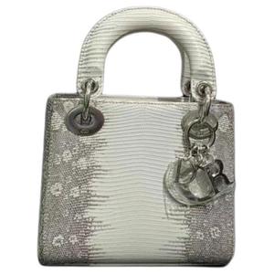 Сумка через плечо Lady Lizard Skin, кроссбоди, мини-женская сумка Gray & Milk White DIOR, Set (Bag+Dust Bag)