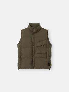 Пуховый жилет с защитой от ветра и карманами на молнии Stone Island G100003 CRINKLE REPS NY, RECYCLED NYLON, Military Green