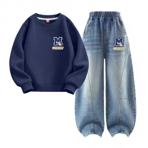 Casual Sportswear 2 Piece Set Kids' Disney, dazzle eye k темно- синий+dazzle eye k denim светло-синий