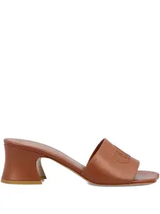 Босоножки с тисненным логотипом Soleil, каблук 55 мм CHLOÉ, коричневый