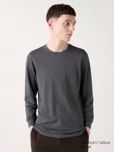 Футболка Heattech из хлопка с круглым вырезом, очень теплая Uniqlo, цвет 08 серый