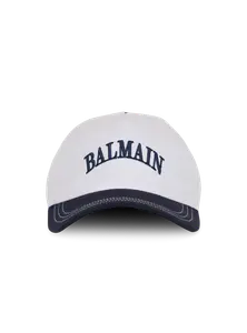 Двухцветная хлопковая кепка Balmain, темно-синий