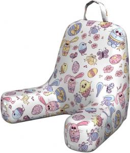 Наволочка для подушки для чтения Ambesonne на Пасху, веселый узор с забавными кроликами, цыплятами, цветами и бабочками, мягкая, без наполнителя, размер S, разноцветная., Multicolor