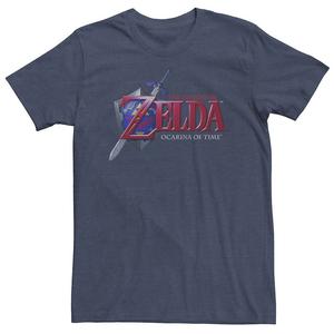 Классическая футболка с логотипом Big & Tall Nintendo Zelda Ocarina of Time Licensed Character, цвет Navy Heather