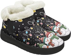 Женские зимние снежные ботинки, теплые ортопедические туфли, кроссовки на липучке с поддержкой свода, мягкие ботиночки для улицы Chririnla, Christmas Lights Snowman