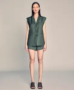Женский роскошный твиловый блейзер без рукавов и шорты с двойными прорезными карманами Kenneth Cole, зеленый