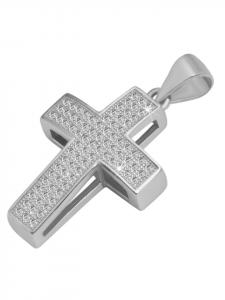 Adeliás Женский кулон - Крест. Кулон в виде креста из серебра 925 пробы с кубическим цирконием в серебряной оправе