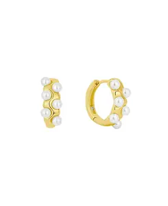 Серьги-Кольца с имитацией культивированного жемчуга And Now This, gold