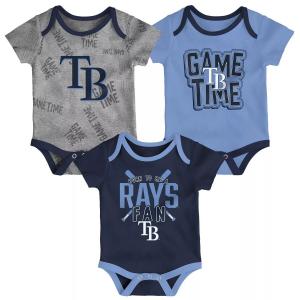 Комплект боди из трех частей Tampa Bay Rays для новорожденных и младенцев темно-синего/голубого/серого цвета Game Time Outerstuff