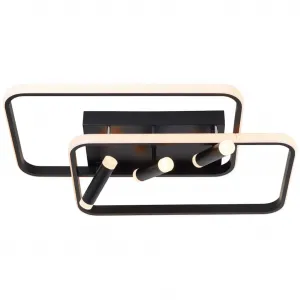 Блестящая потолочная люстра Dalida, 1 шт. Светодиод с изменением цвета - регулируется с помощью пульта дистанционного управления - 66x45 см - 7600 люмен Brilliant, черный