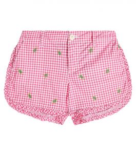 Шорты в мелкую клетку с вышивкой Polo Ralph Lauren, розовый