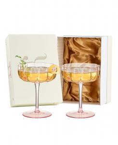 Набор из 2 коктейльных бокалов Flower Coupe The Wine Savant, розовый