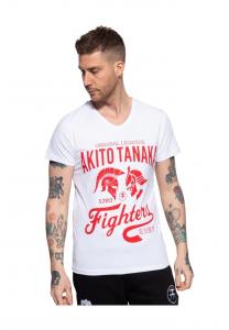Футболка с крутым контрастным принтом бойцов-гладиаторов Akito Tanaka, белый