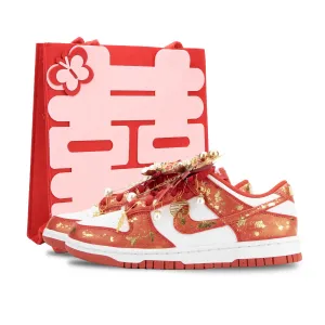 Nike Данк лоу топ скейтборд обувь унисекс белый красный gold