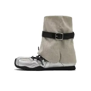 Alxnan Серебристо-черные женские ботильоны, цвет Silver Black