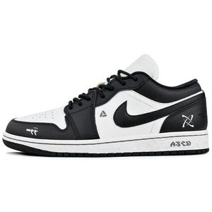 Jordan Кроссовки мужские Air 1 устойчивые к истиранию низкие винтажные баскетбольные черно-белые, цвет Black White