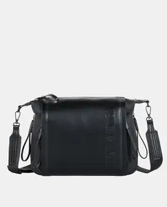 Сумка через плечо из среднего размера с тисненым логотипом Devota & Lomba, черный