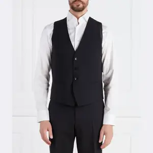 Узкий жилет строгого кроя Boss, черный