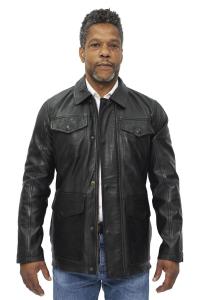 Куртка сафари из эм кожи порто Infinity Leather, черный