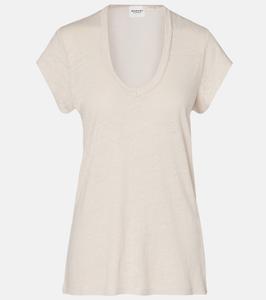 Льняная футболка Marant Etoile, экрю