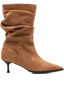 Полусапоги средней длины со сборками Fratelli Russo, коричневый