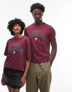 Футболка Timberland Authentic с логотипом колледжа большого размера в бордовом цвете