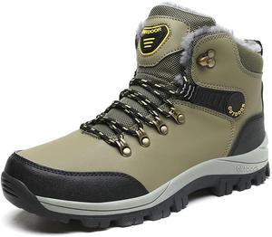 Мужские зимние ботинки Qacksv, высокие, с теплой меховой подкладкой, водонепроницаемые снежные ботинки, походные ботинки с толстой подошвой для холодной погоды, зеленый