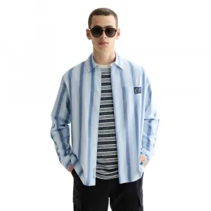Рубашка с длинным рукавом Scotch & Soda Shadow-Stripe Relaxed-Fit, синий