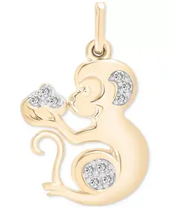 Подвеска с китайским знаком зодиака и бриллиантами (1/20 карата) из 10-каратного золота, эксклюзивно в Macy's Wrapped, monkey