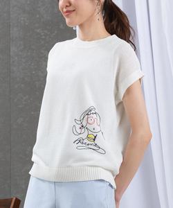 Ажурный вязаный жилет с вышивкой Studio Picone, цвет White(090)