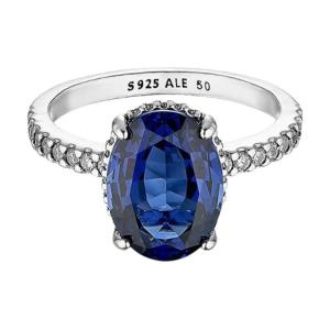 Серебряные кольца Sterling Silver для женщин, цвет Silver/Blue Pandora, серебряный/синий