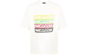 Футболка WE11DONE с повторяющимся принтом логотипа, цвет слоновая кость белый