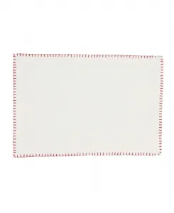 Набор из 8 хлопковых салфеток Celena Collection с декоративной строчкой, размер 33 смx48 см Saro Lifestyle, белый/красный