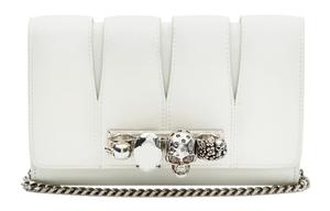 Alexander McQueen Женская клатч из овчины с коровьей кожей на одно плечо с перекрестным ремнем цвета айвори