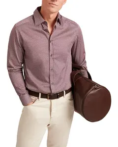 Хлопковая рубашка Jozef приталенного кроя с мини-геометрическим принтом Ted Baker, фиолетовый