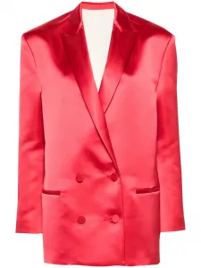 Атласный двубортный пиджак Philosophy Di Lorenzo Serafini, красный