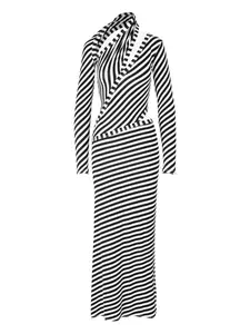 Платье макси в диагональную полоску Ioana Ciolacu, синий