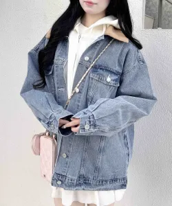 Джинсовая куртка INGNI/большого размера со съемным воротником, цвет Denim/Light Blue