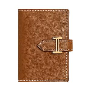HERMES Кардхолдер Bearn Madame из телячьей кожи для женщин, 37, Gold Brown