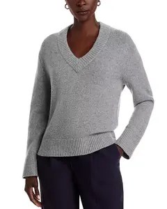 Новый свитер с V-образным вырезом из 100% кашемира - эксклюзив. C By Bloomingdale'S Cashmere, серый