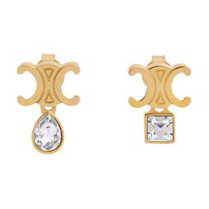 Латунные серьги женские золотые CELINE, золотой