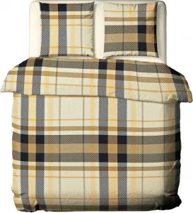 Комплект постельного белья JACK by Mistral Flannel Biber Cozy, 2 предмета, 135 x 200 см, в клетку и полоску, темно-синий, коричневый, бежевый, темно-синий Jack