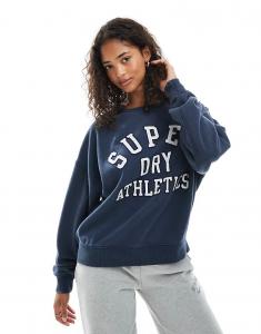 Свободная толстовка с аппликацией Superdry Athletic Essentials насыщенного темно-синего цвета